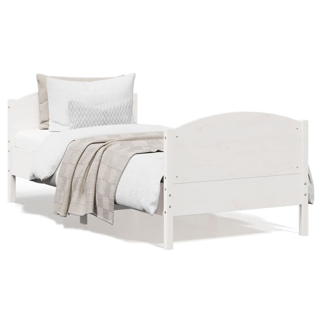 Bed Frame with Headboard White 90x200 cm Solid Wood Pine