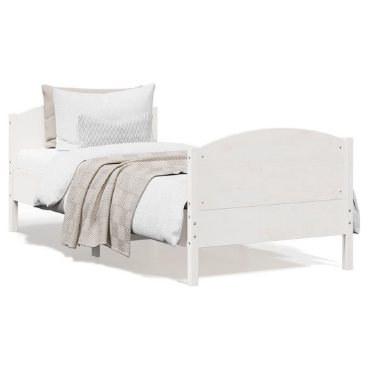 Bed Frame with Headboard White 90x200 cm Solid Wood Pine