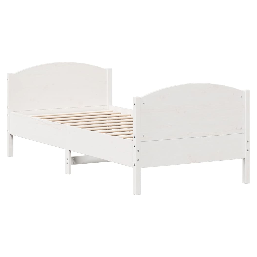 Bed Frame with Headboard White 90x200 cm Solid Wood Pine