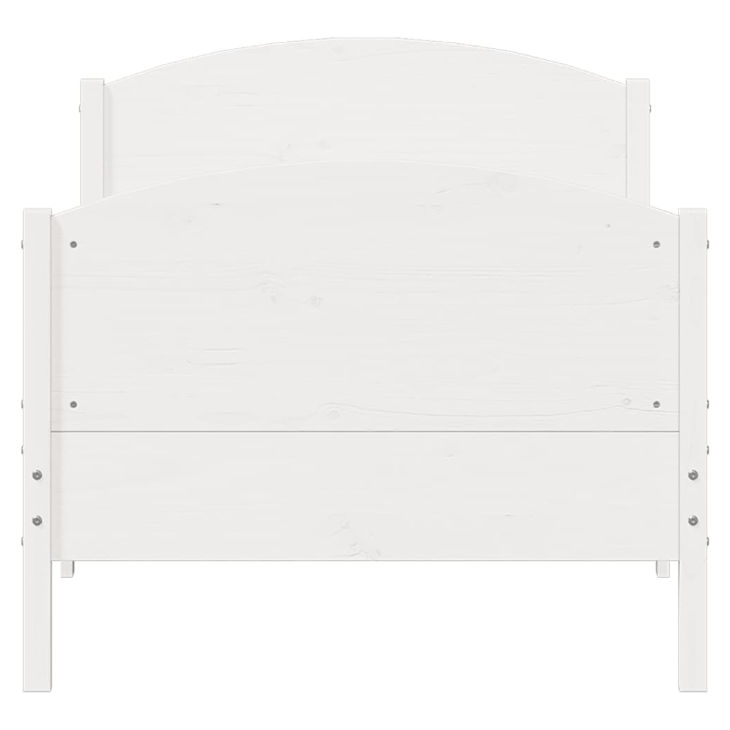 Bed Frame with Headboard White 90x200 cm Solid Wood Pine