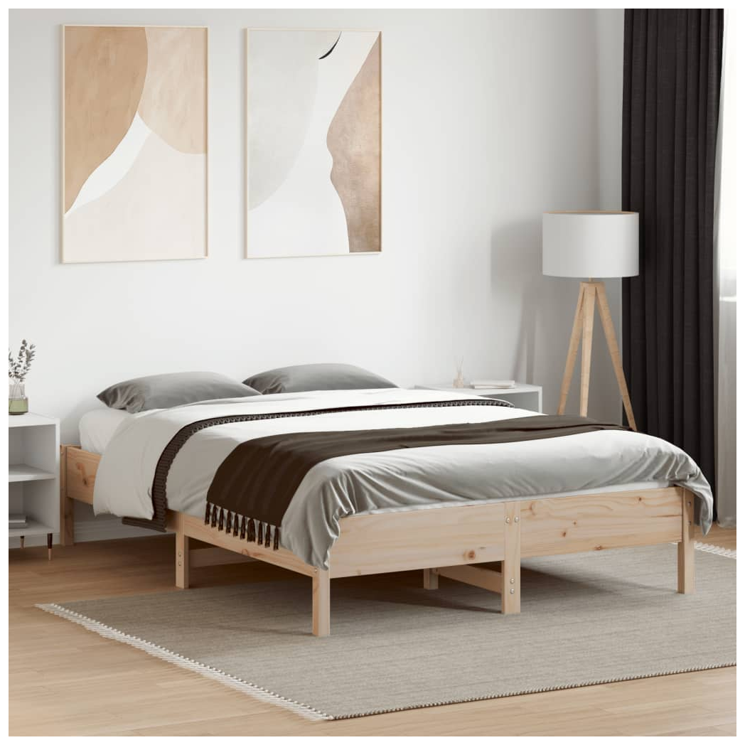 Bed Frame 140x190 cm Solid Wood Pine