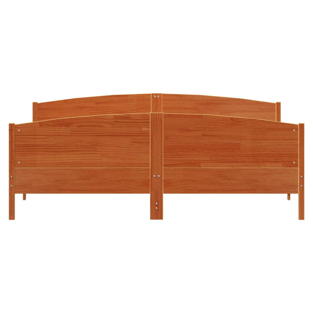 Bed Frame with Headboard Wax Brown 200x200 cm Solid Wood Pine