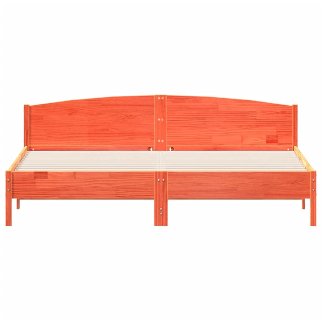 Bed Frame with Headboard Wax Brown 180x200 cm Super King Solid Wood Pine