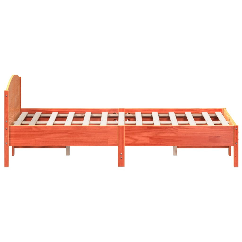 Bed Frame with Headboard Wax Brown 160x200 cm Solid Wood Pine