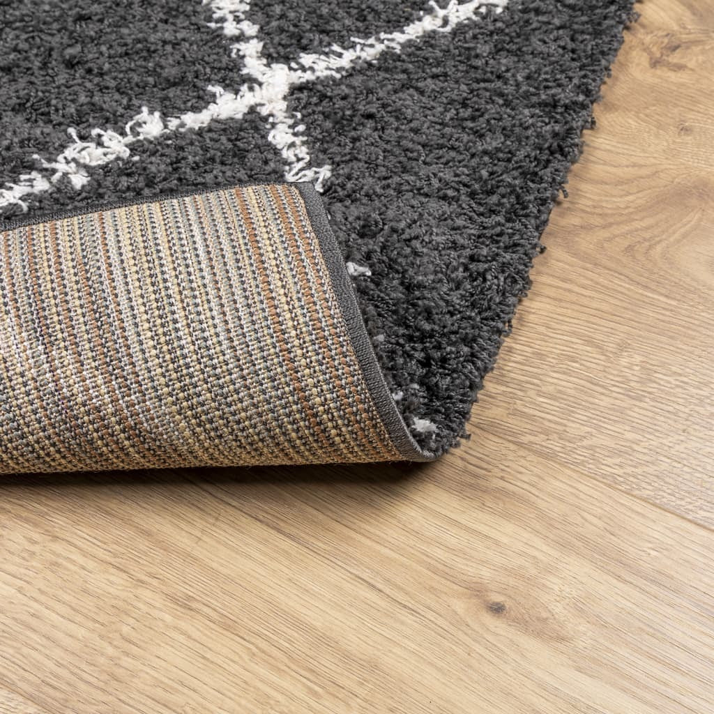 Shaggy Rug PAMPLONA High Pile Modern Black and Cream 100x200 cm