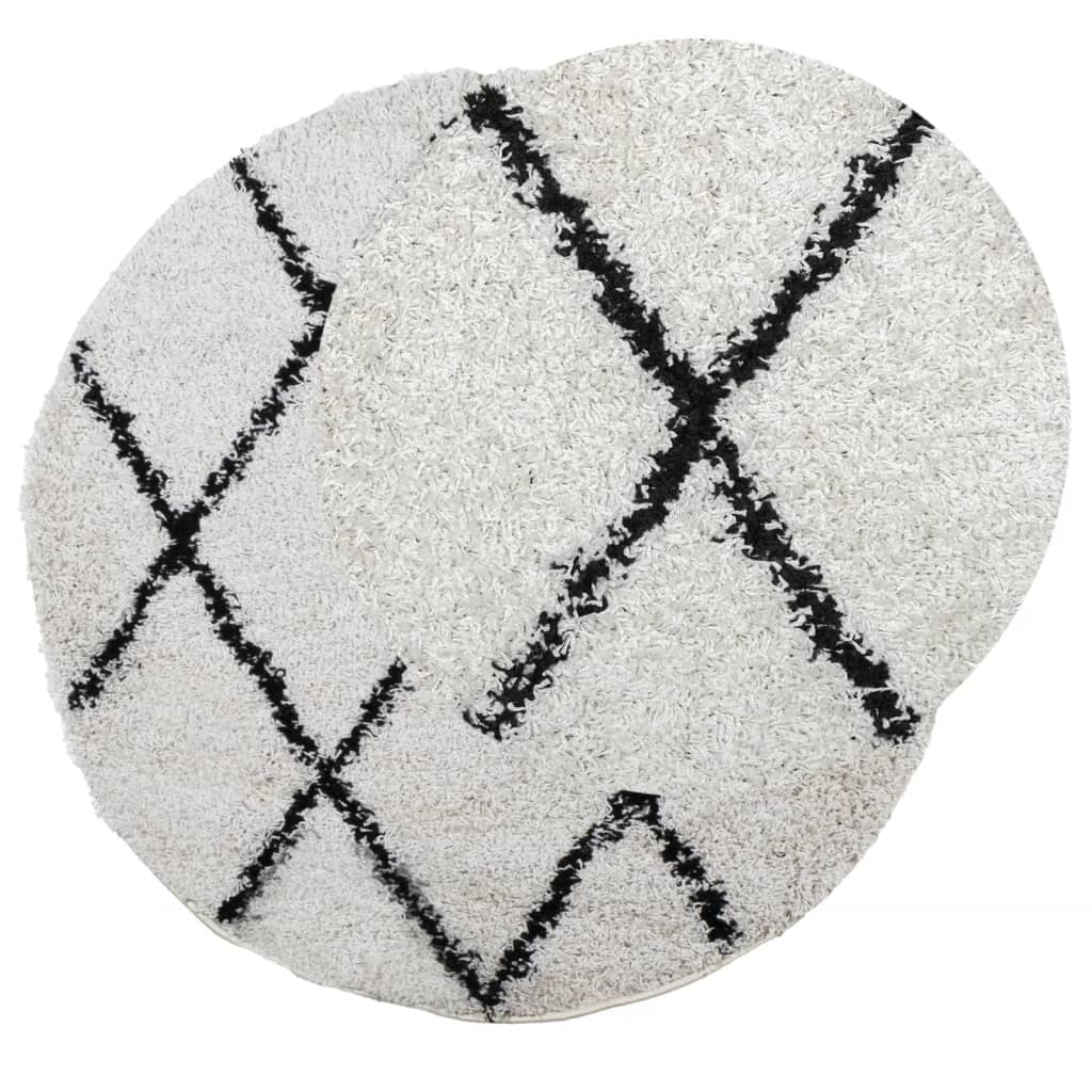Shaggy Rug PAMPLONA High Pile Modern Cream and Black  120 cm