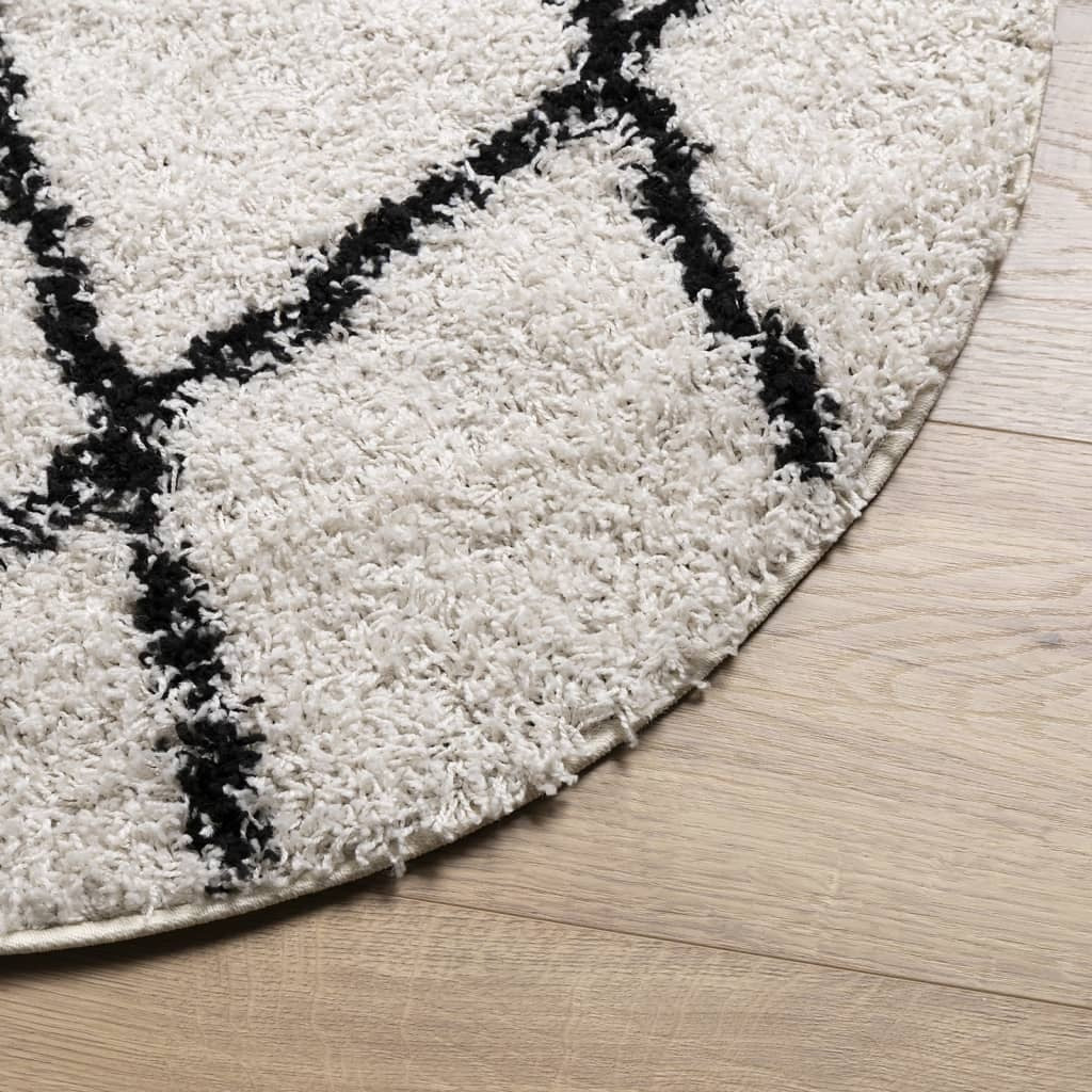 Shaggy Rug PAMPLONA High Pile Modern Cream and Black  120 cm