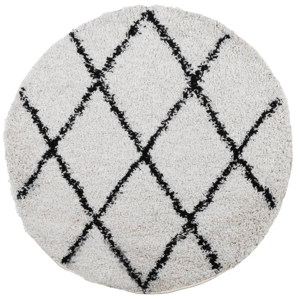 Shaggy Rug PAMPLONA High Pile Modern Cream and Black  80 cm