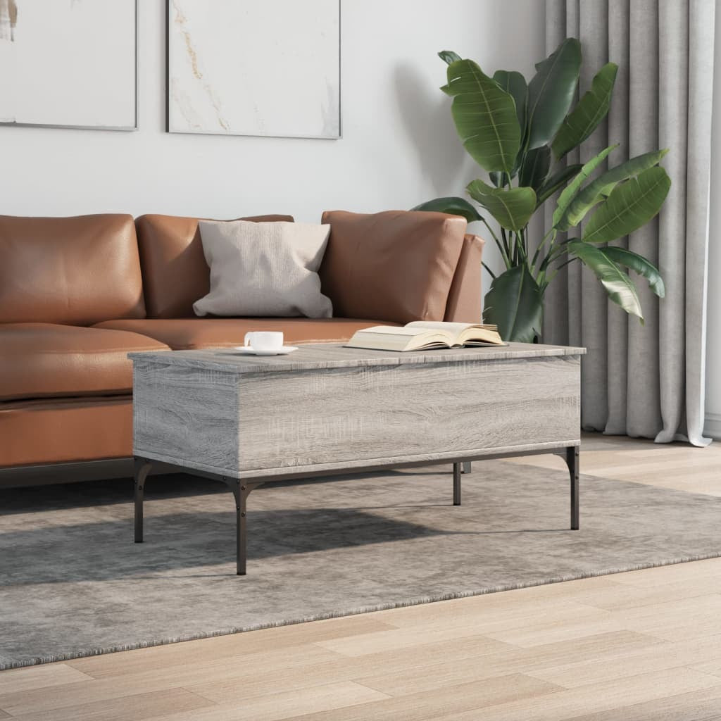 Coffee Table Grey Sonoma 100x50x45 cm Engineered Wood and Metal