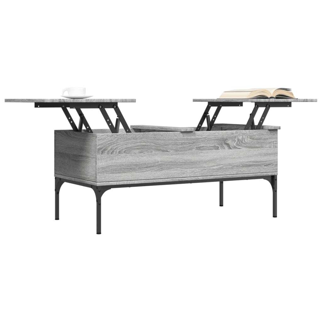 Coffee Table Grey Sonoma 100x50x45 cm Engineered Wood and Metal