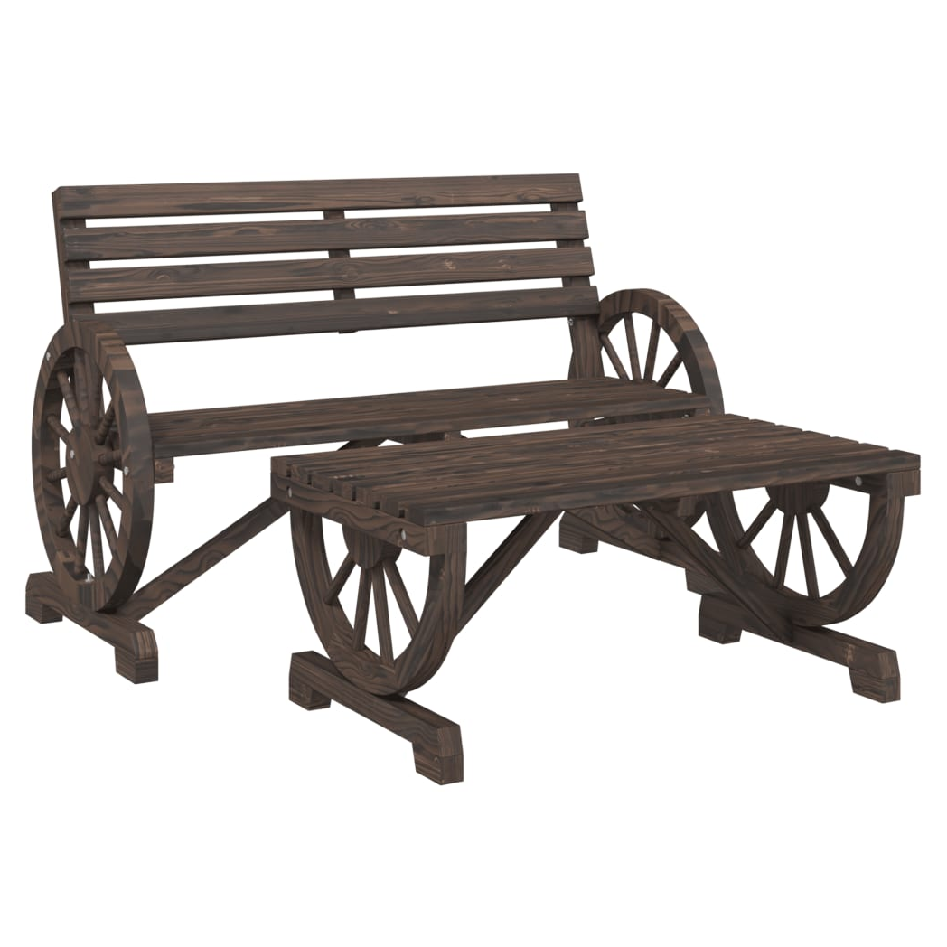 2 Piece Garden Lounge Set Solid Wood Fir