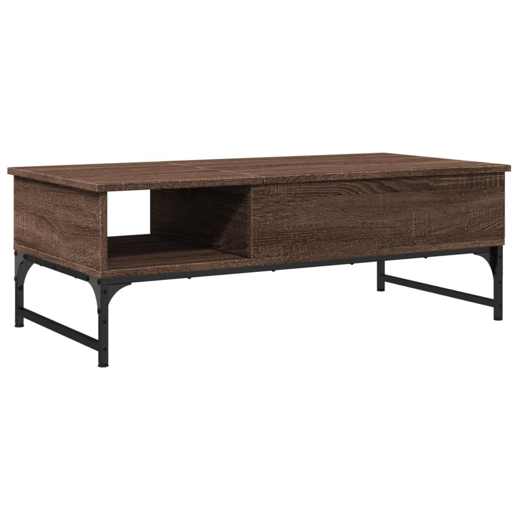 Coffee Table Brown Oak 100x50x35 cm Engineered Wood and Metal