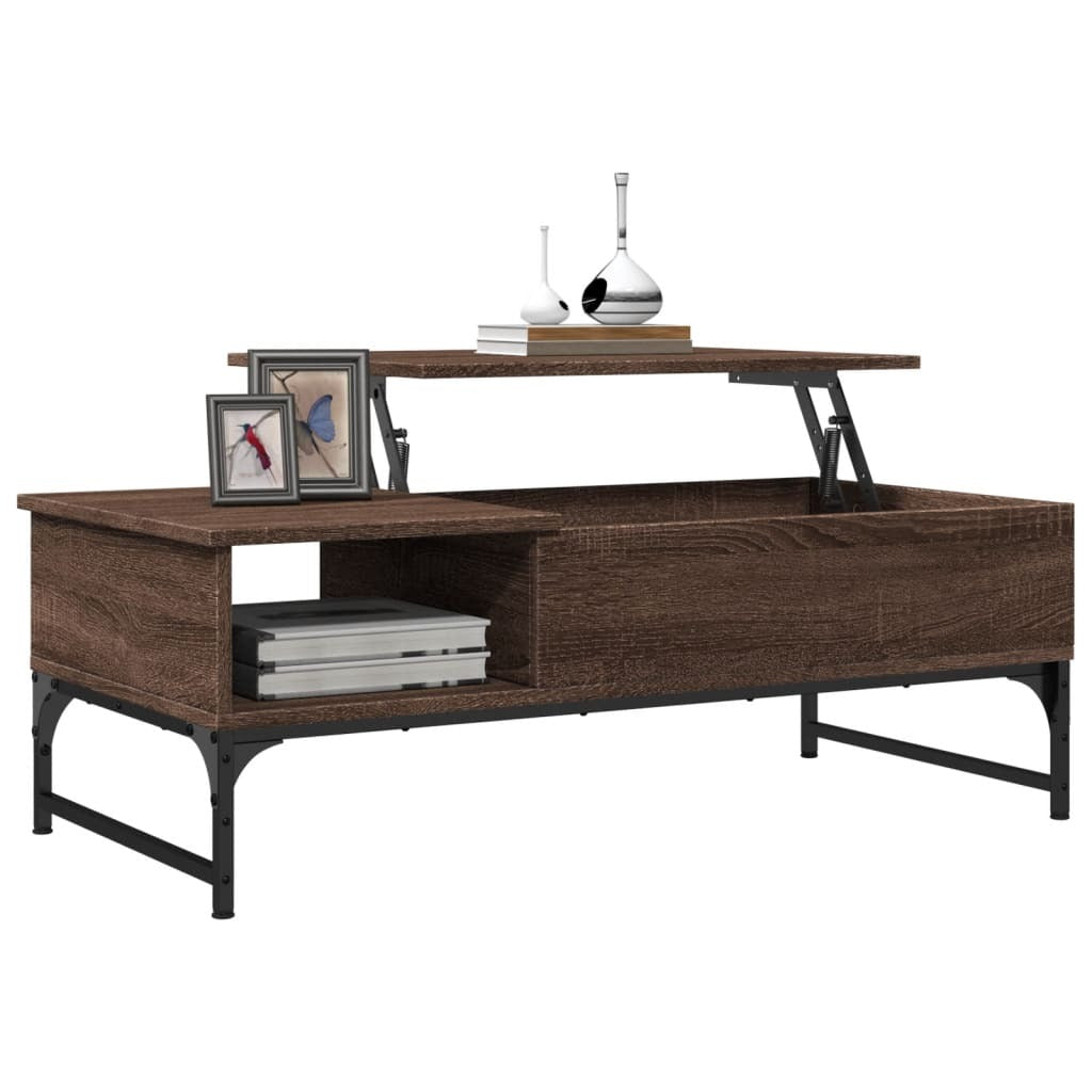 Coffee Table Brown Oak 100x50x35 cm Engineered Wood and Metal