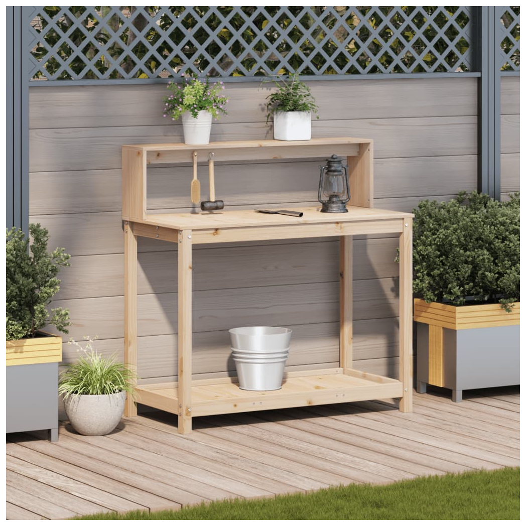Potting Table with Shelves 108x50x109.5 cm Solid Wood Pine
