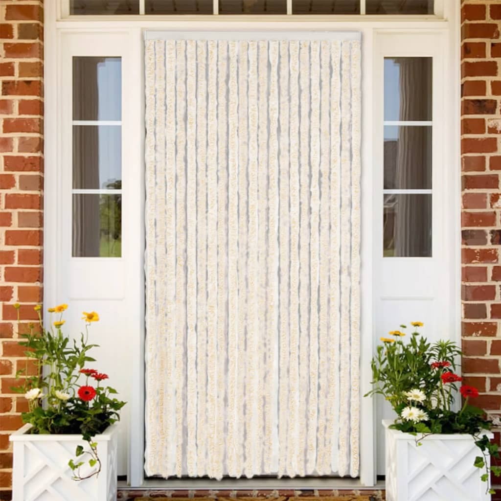 Fly Curtain Beige and White 90x220 cm Chenille