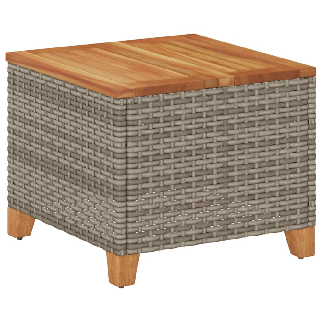 Garden Table Grey 45x45x37 cm Poly Rattan Acacia Wood