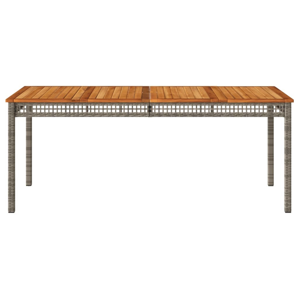 Garden Table Grey 180x90x75 cm Poly Rattan Acacia Wood