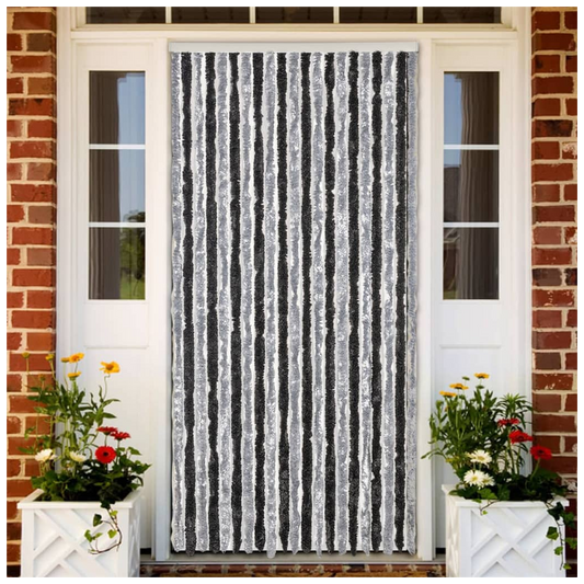Fly Curtain Grey and Black 90x200 cm Chenille