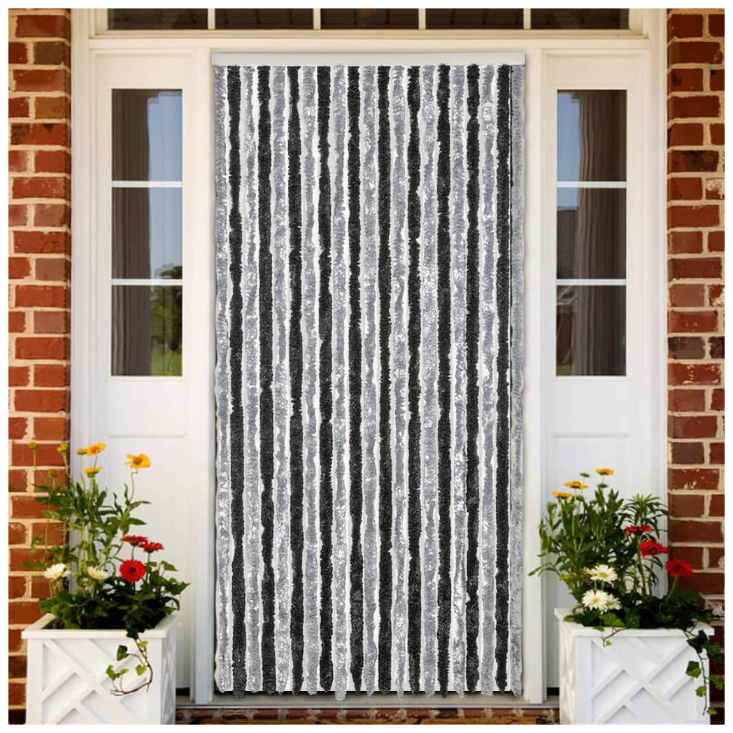 Fly Curtain Grey and Black 90x200 cm Chenille