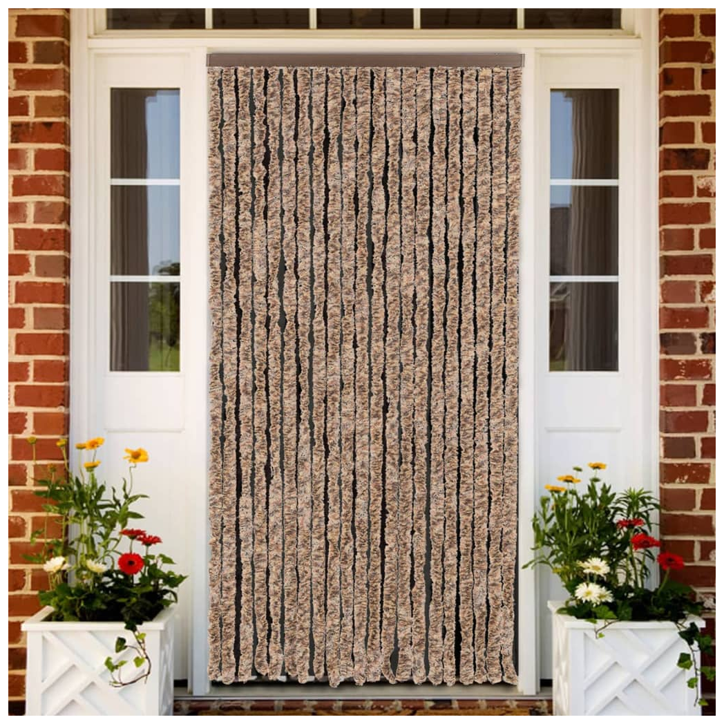 Fly Curtain Beige and Dark Brown 100x230 cm Chenille