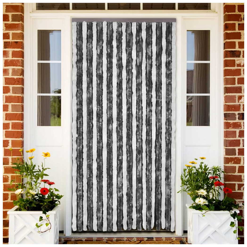 Fly Curtain Grey and White 100x200 cm Chenille