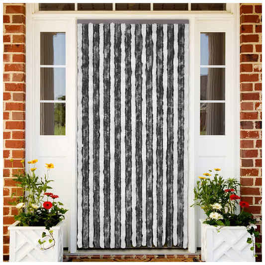 Fly Curtain Grey and White 100x200 cm Chenille