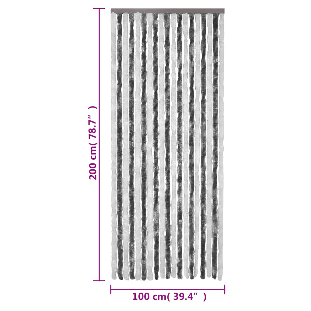 Fly Curtain Grey and White 100x200 cm Chenille