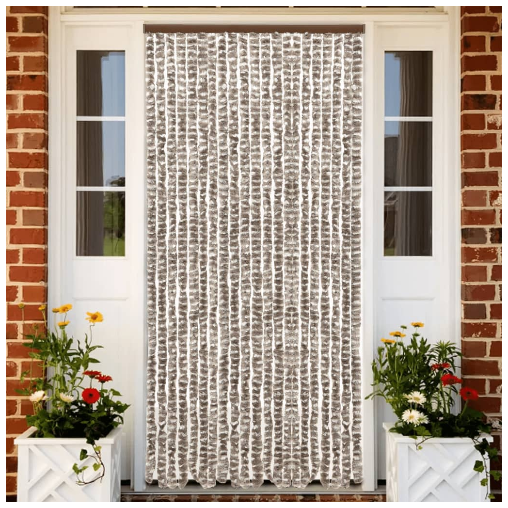 Fly Curtain Taupe and White 100x200 cm Chenille