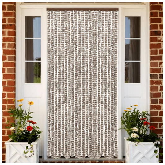 Fly Curtain Taupe and White 100x200 cm Chenille