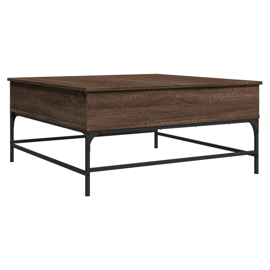 Coffee Table Brown Oak 95x95x45 cm Engineered Wood and Metal