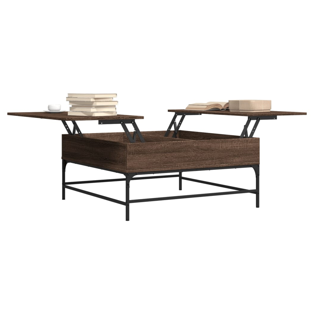 Coffee Table Brown Oak 95x95x45 cm Engineered Wood and Metal