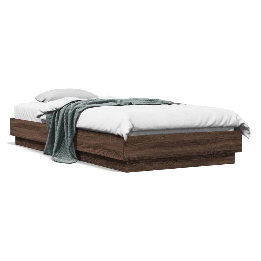 Bed Frame Brown Oak 90x200 cm Engineered Wood