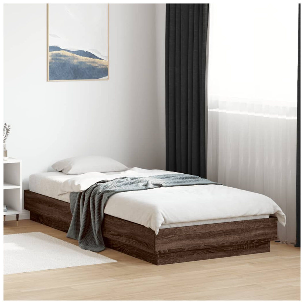 Bed Frame Brown Oak 90x200 cm Engineered Wood