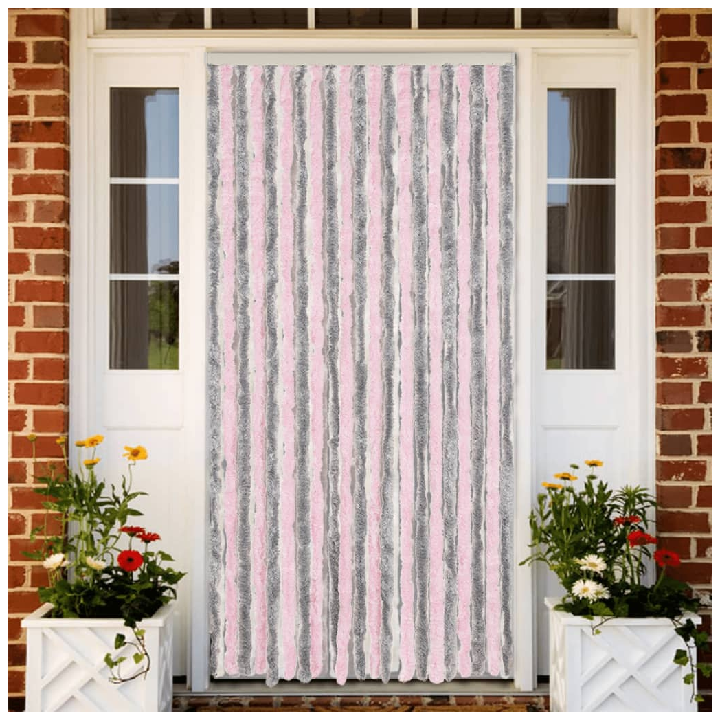 Fly Curtain Silver Grey and Pink 100x200 cm Chenille