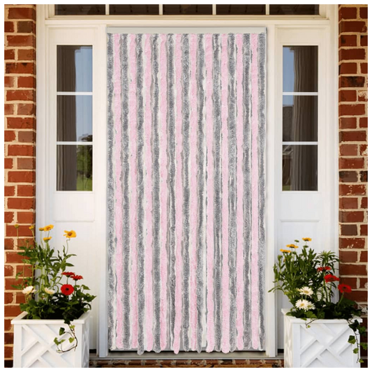 Fly Curtain Silver Grey and Pink 100x200 cm Chenille