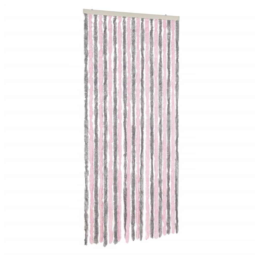 Fly Curtain Silver Grey and Pink 100x200 cm Chenille