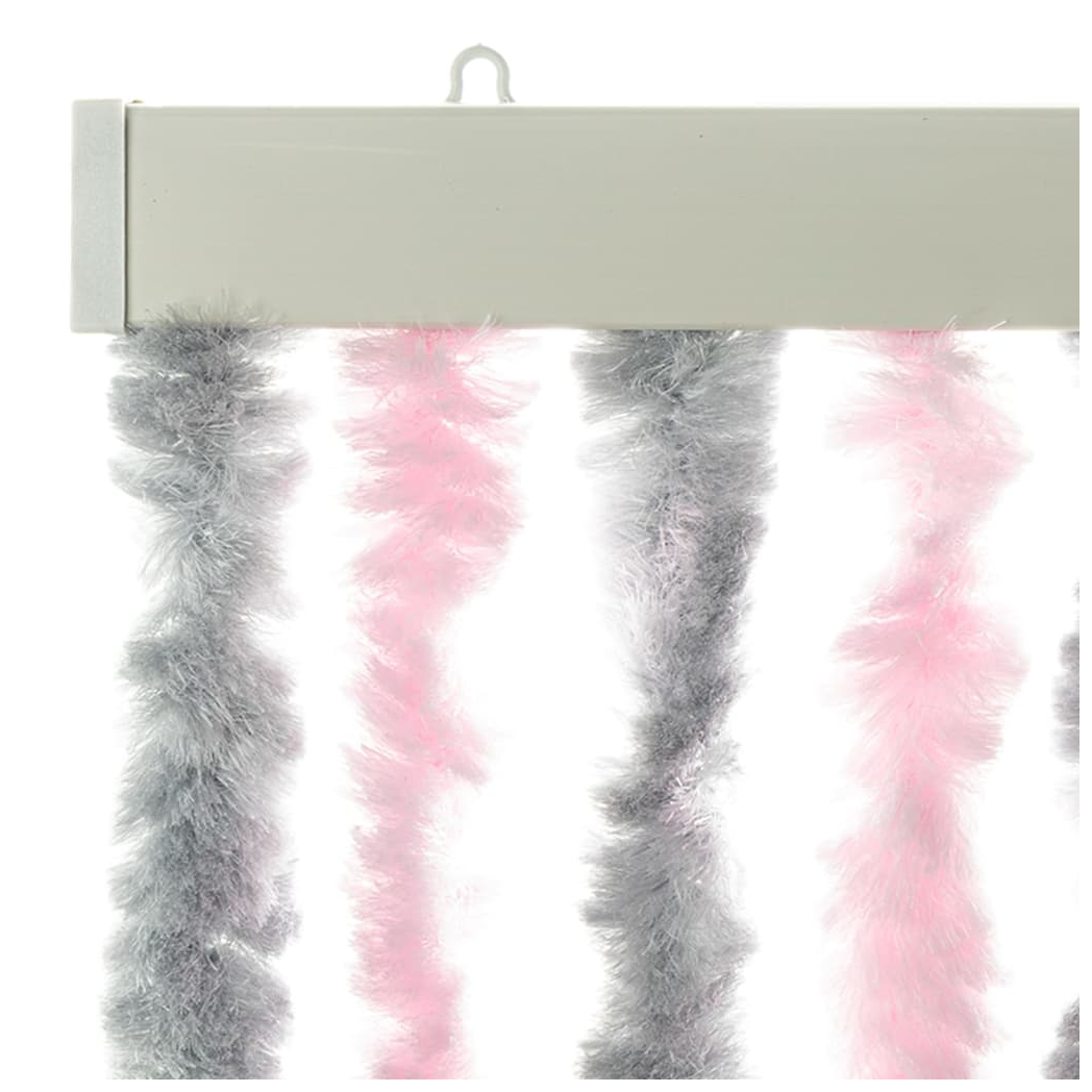 Fly Curtain Silver Grey and Pink 100x200 cm Chenille