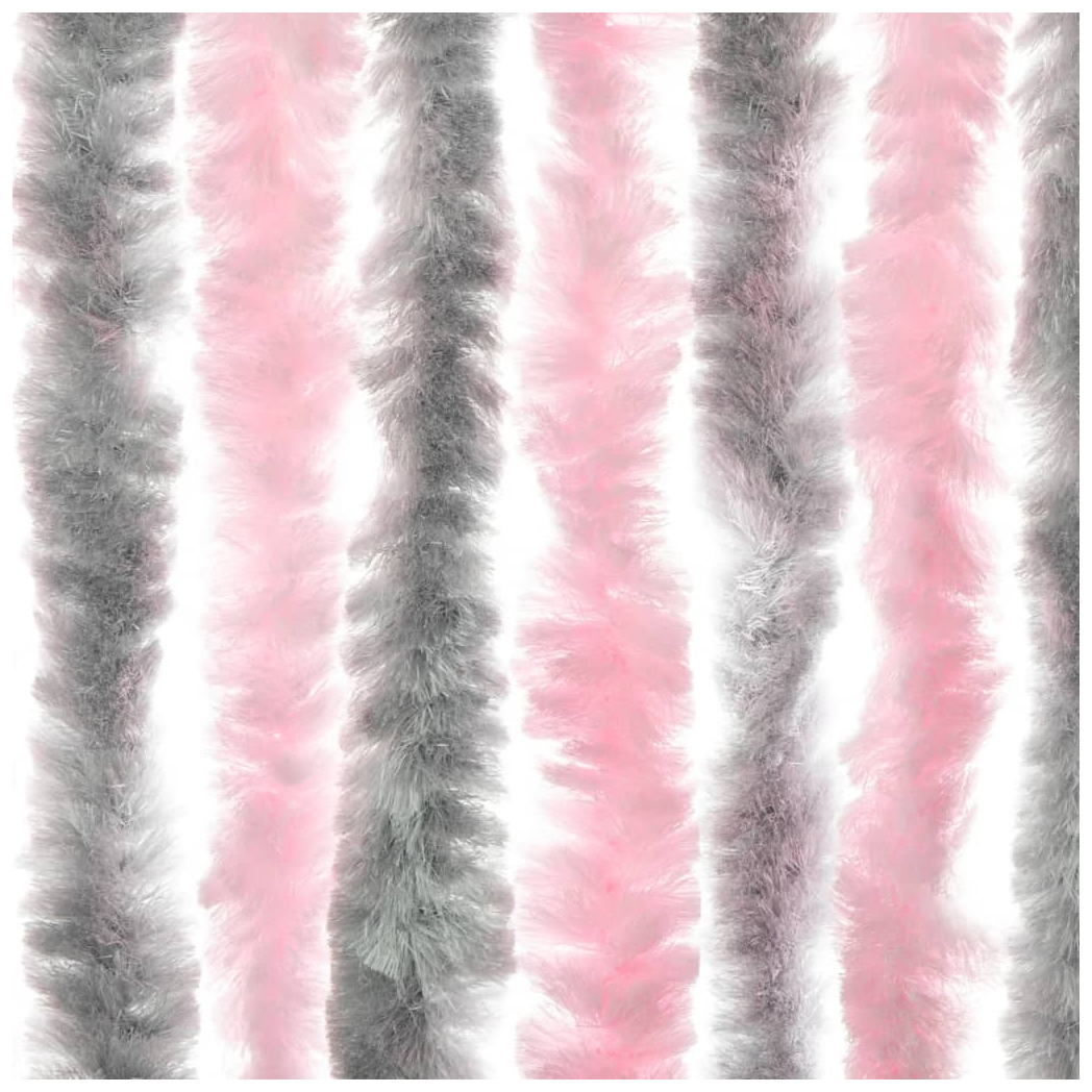 Fly Curtain Silver Grey and Pink 100x200 cm Chenille