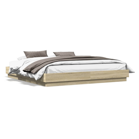 Bed Frame Sonoma Oak 200x200 cm Engineered Wood