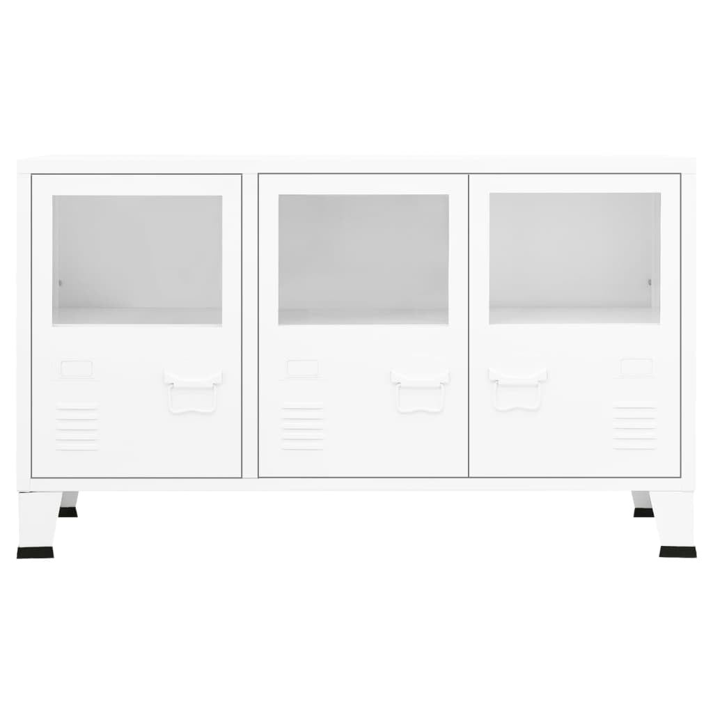 Industrial Sideboard White 105x35x62 cm Metal and Glass