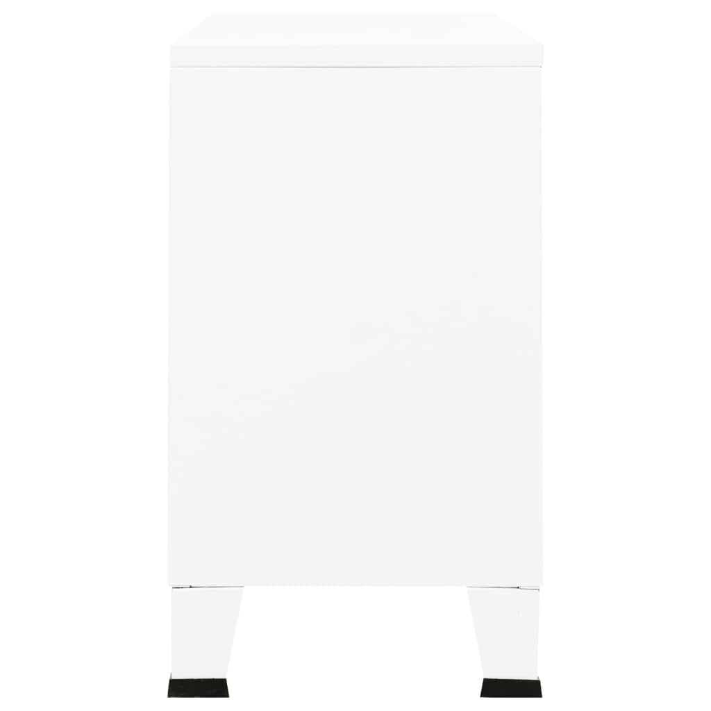 Industrial Sideboard White 105x35x62 cm Metal and Glass