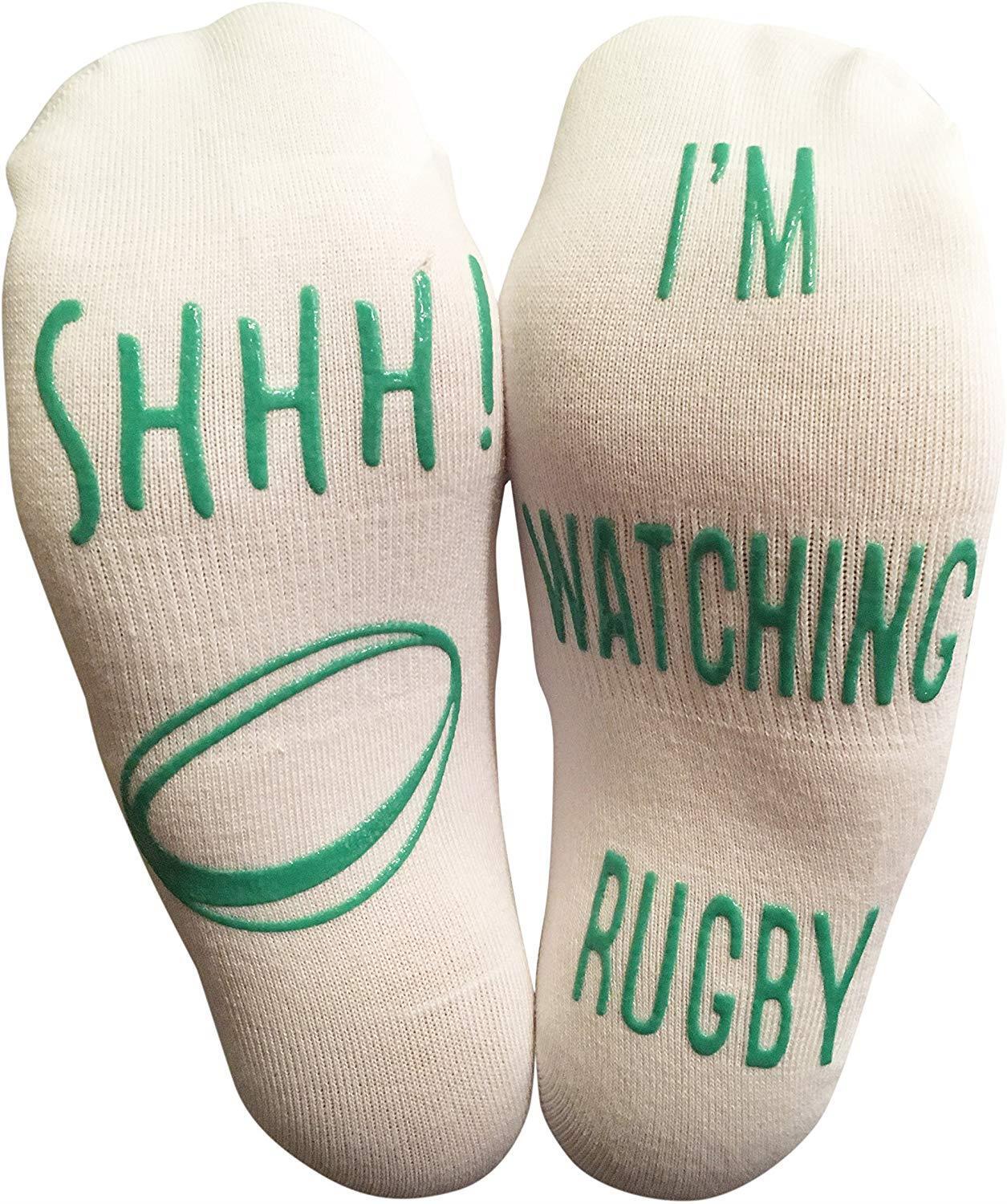 Vinsani white i'm watching rugby socks 0009593