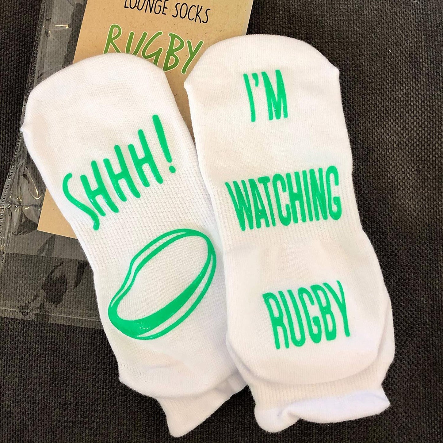 Vinsani white i'm watching rugby socks 0009593