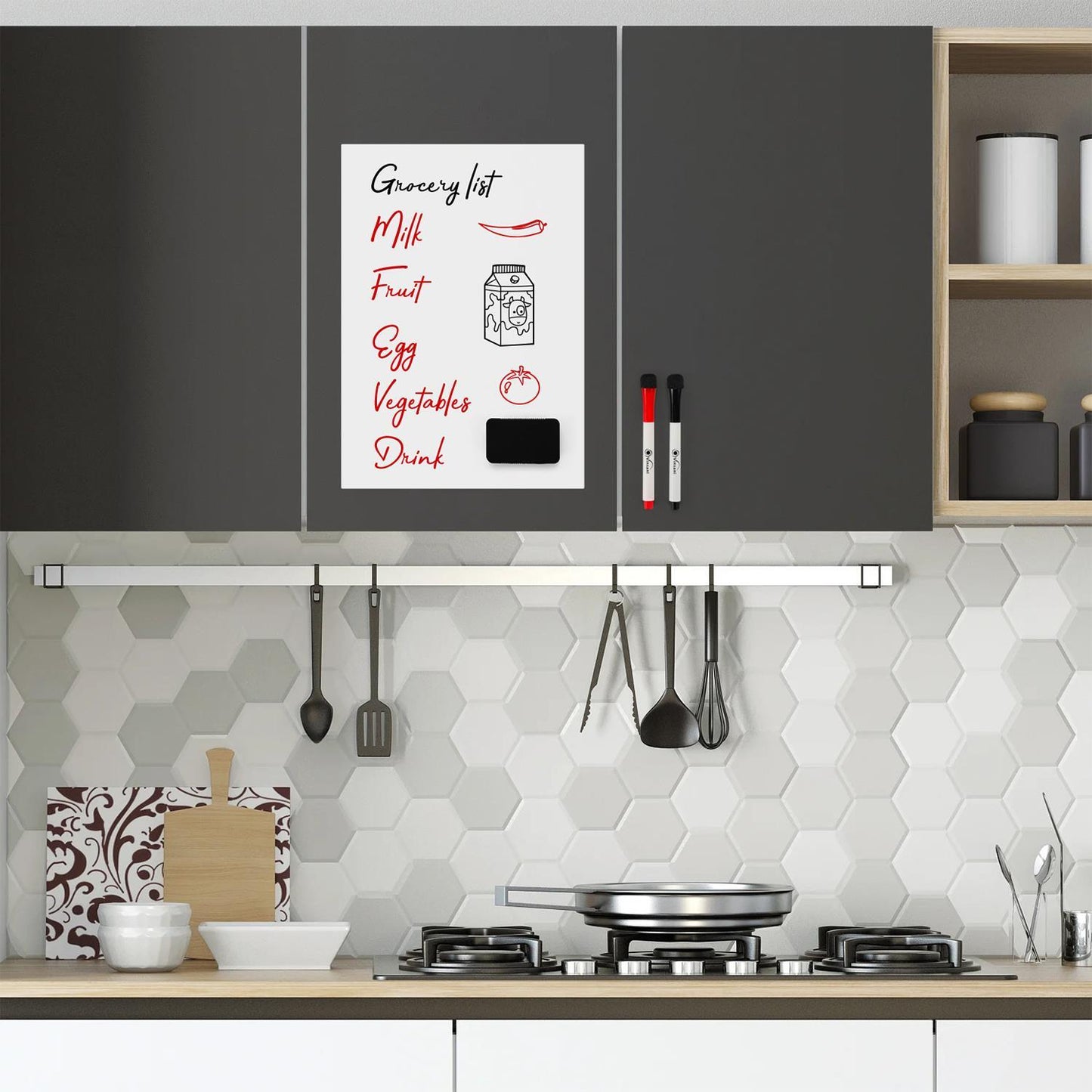 Vinsani A3 Whiteboard w/ 2 Markers and Eraser 0000140