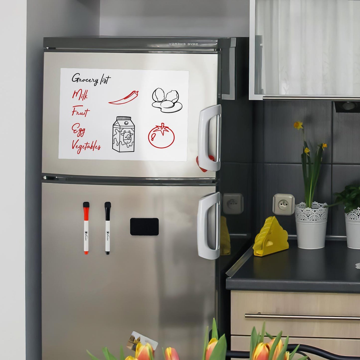 Vinsani A3 Whiteboard w/ 2 Markers and Eraser 0000140