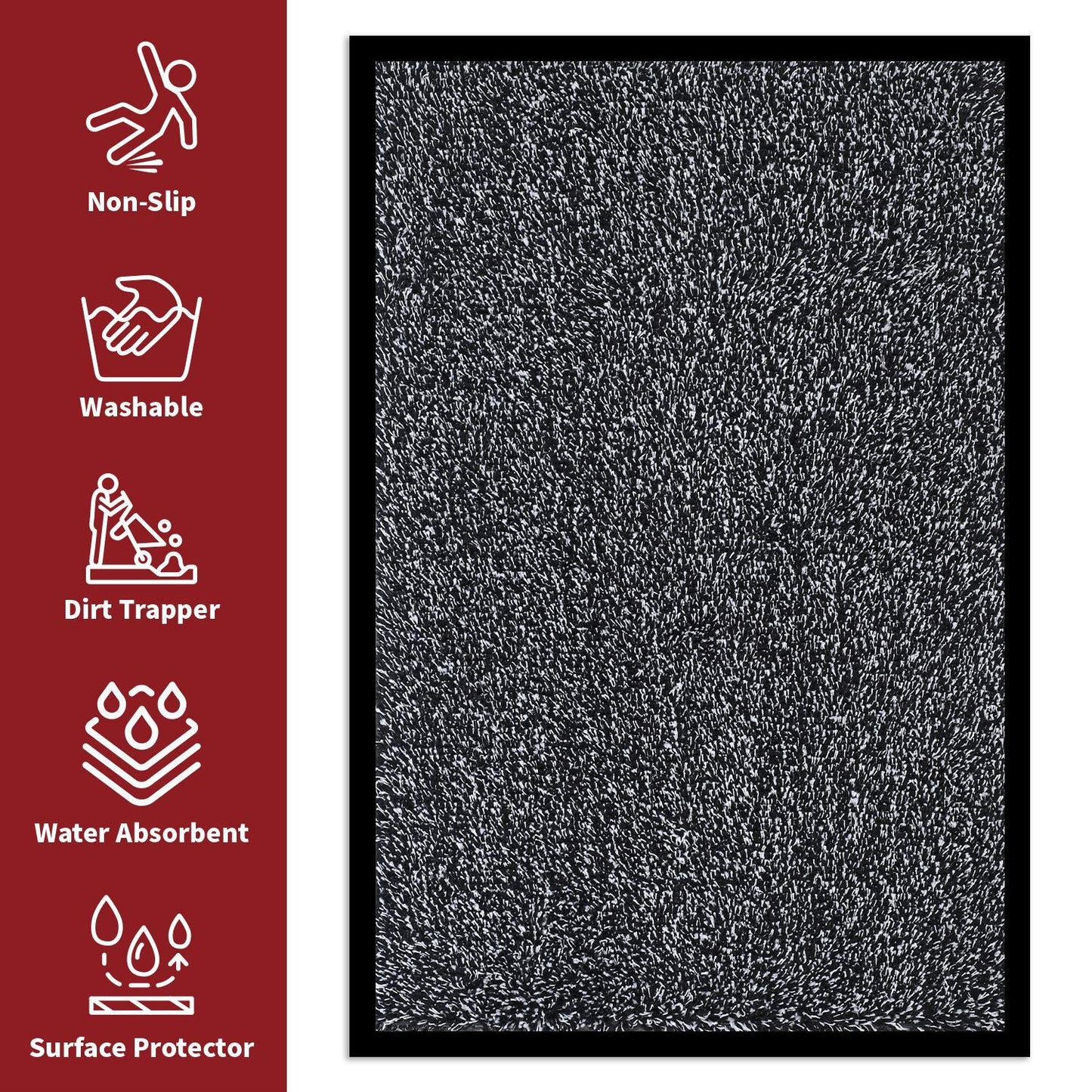 VINSANI DOOR MAT BARRIER MAT 60X90cm BLACK/WHITE