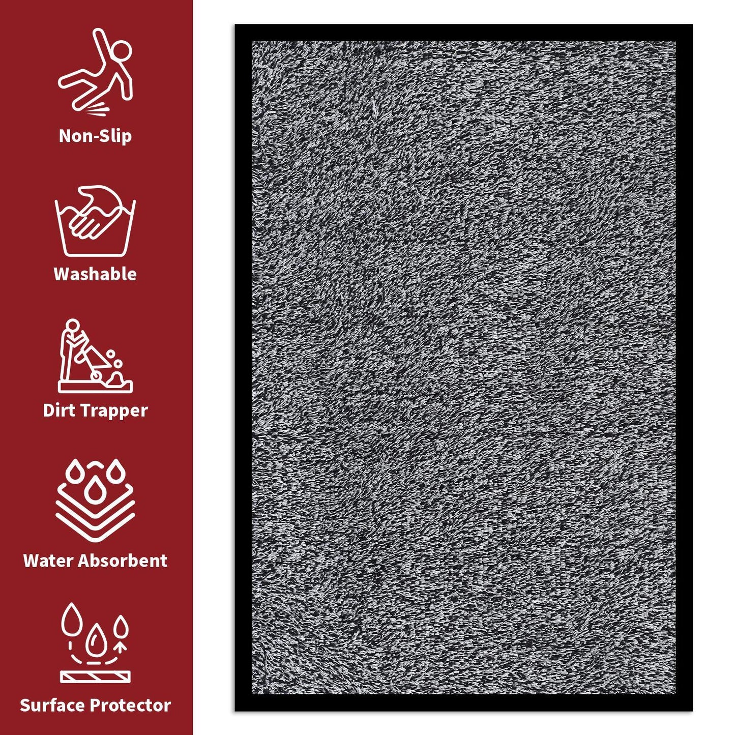 VINSANI DOOR MAT BARRIER MAT 50X80cm LIGHT  GREY