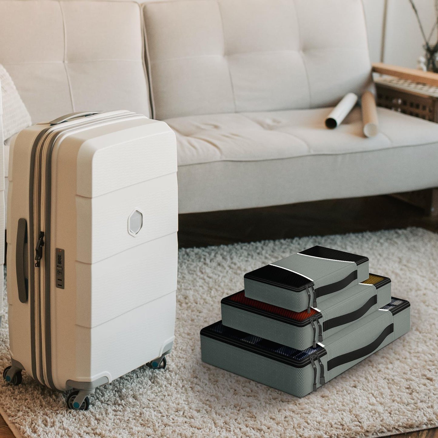 Vinsani 3pk packing cubes grey 1010131