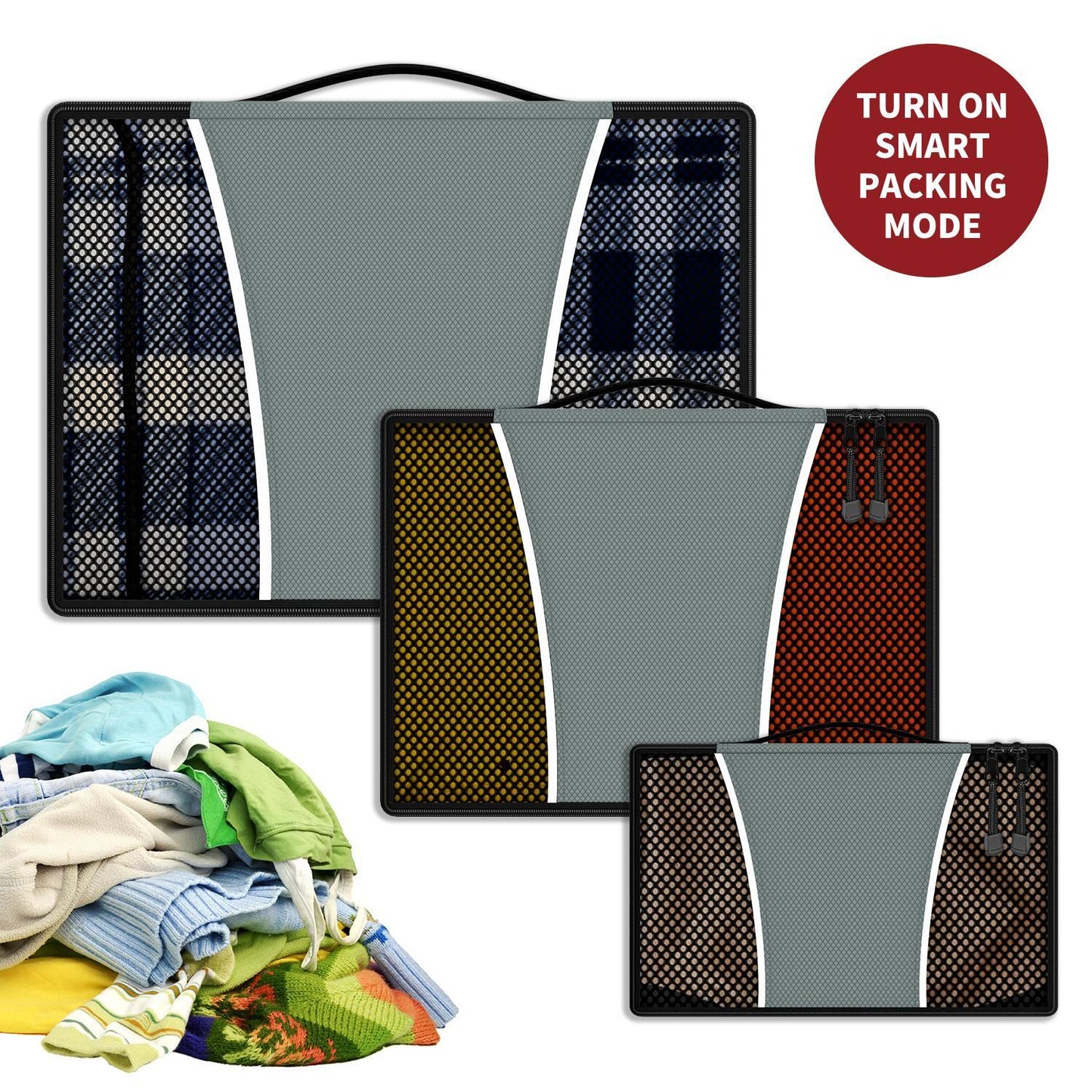 Vinsani 3pk packing cubes grey 1010131