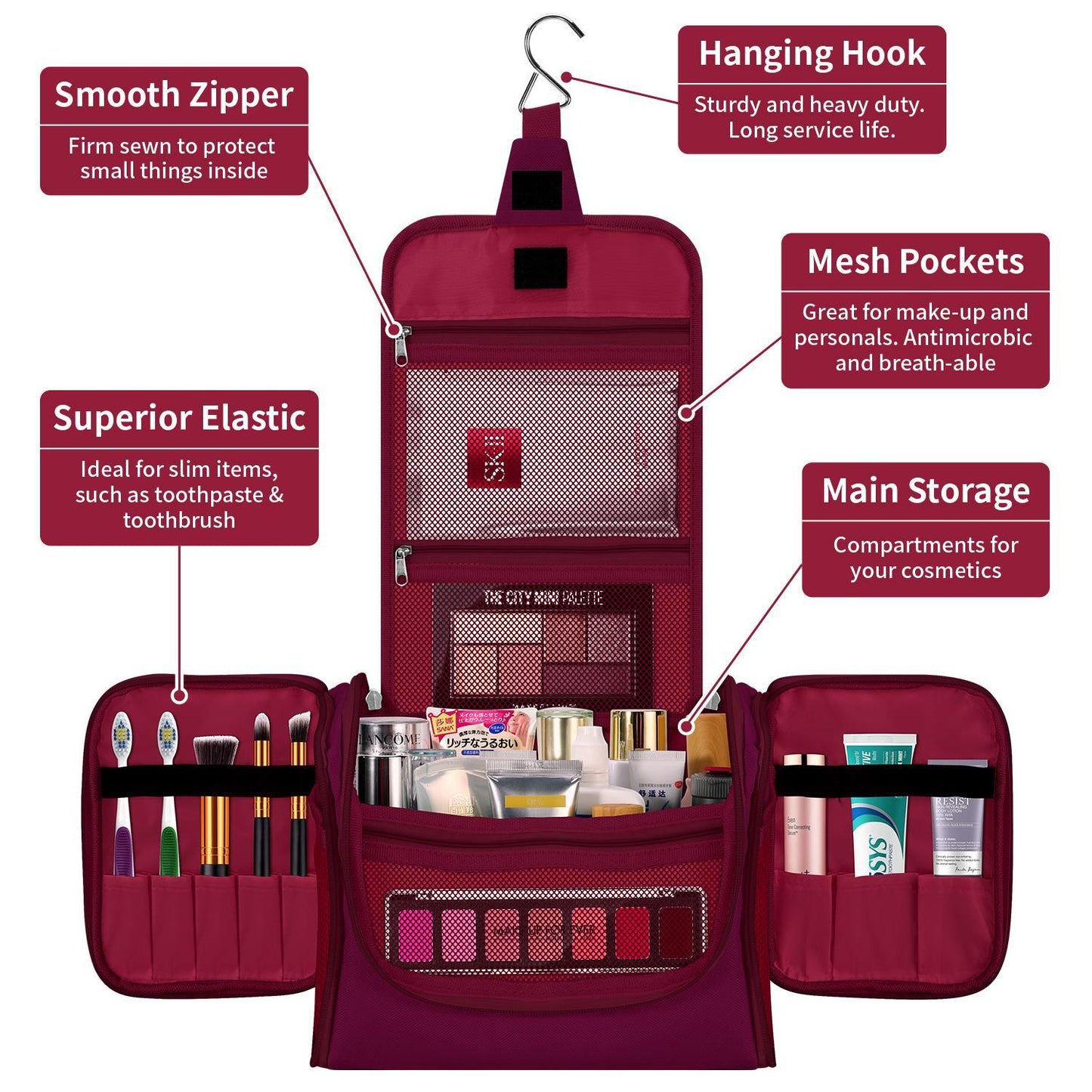 Vinsani toiletry bag purple 1010187